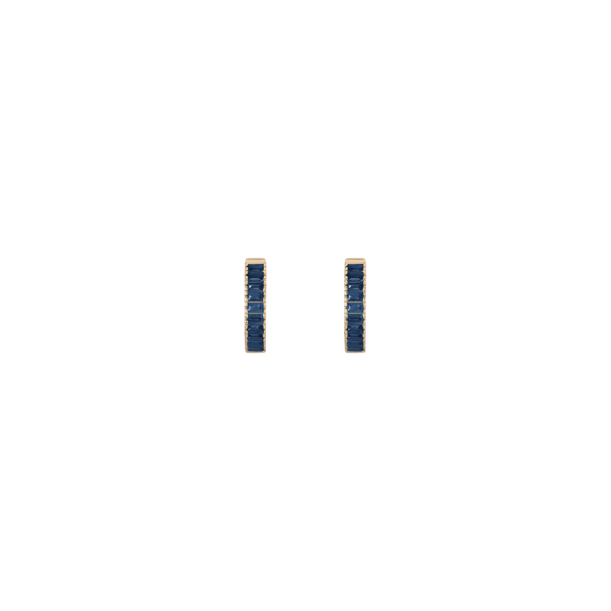 Lab Grown Blue Sapphire Baguette Huggie Earrings