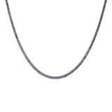 Lab Grown Blue Sapphire Baguette Tennis Necklace