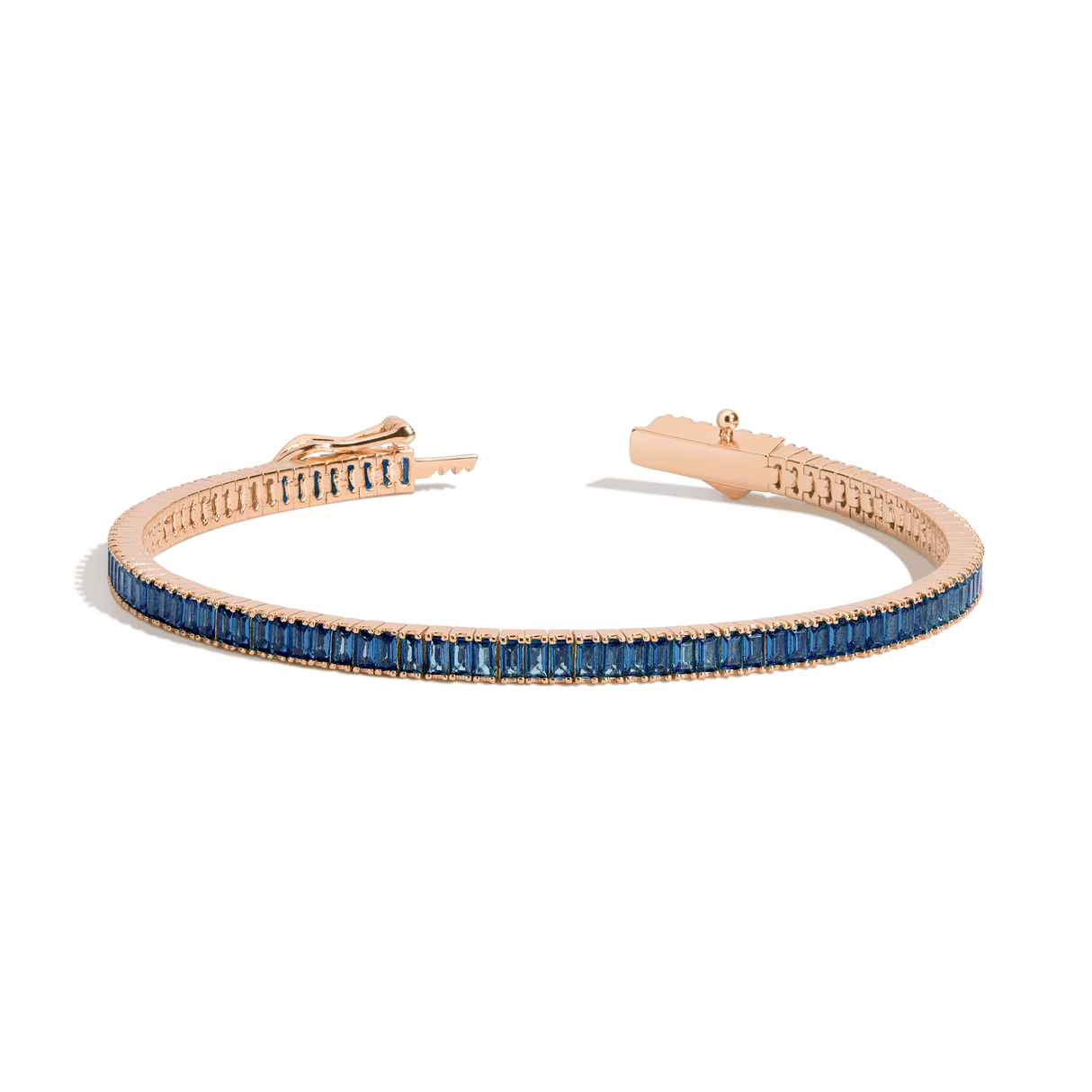 Lab Grown Blue Sapphire Baguette Tennis Bracelet