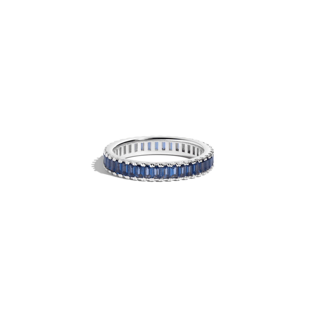 Lab Grown Blue Sapphire Baguette Eternity Ring