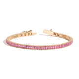 Lab Grown Pink Sapphire Baguette Tennis Bracelet