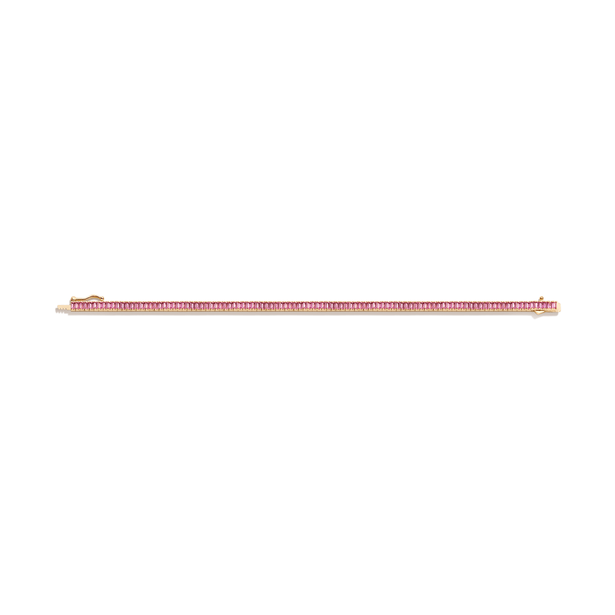 Lab Grown Pink Sapphire Baguette Tennis Bracelet