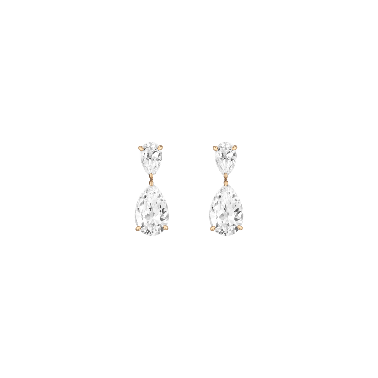 Lab Grown White Sapphire Pear Drop Earrings