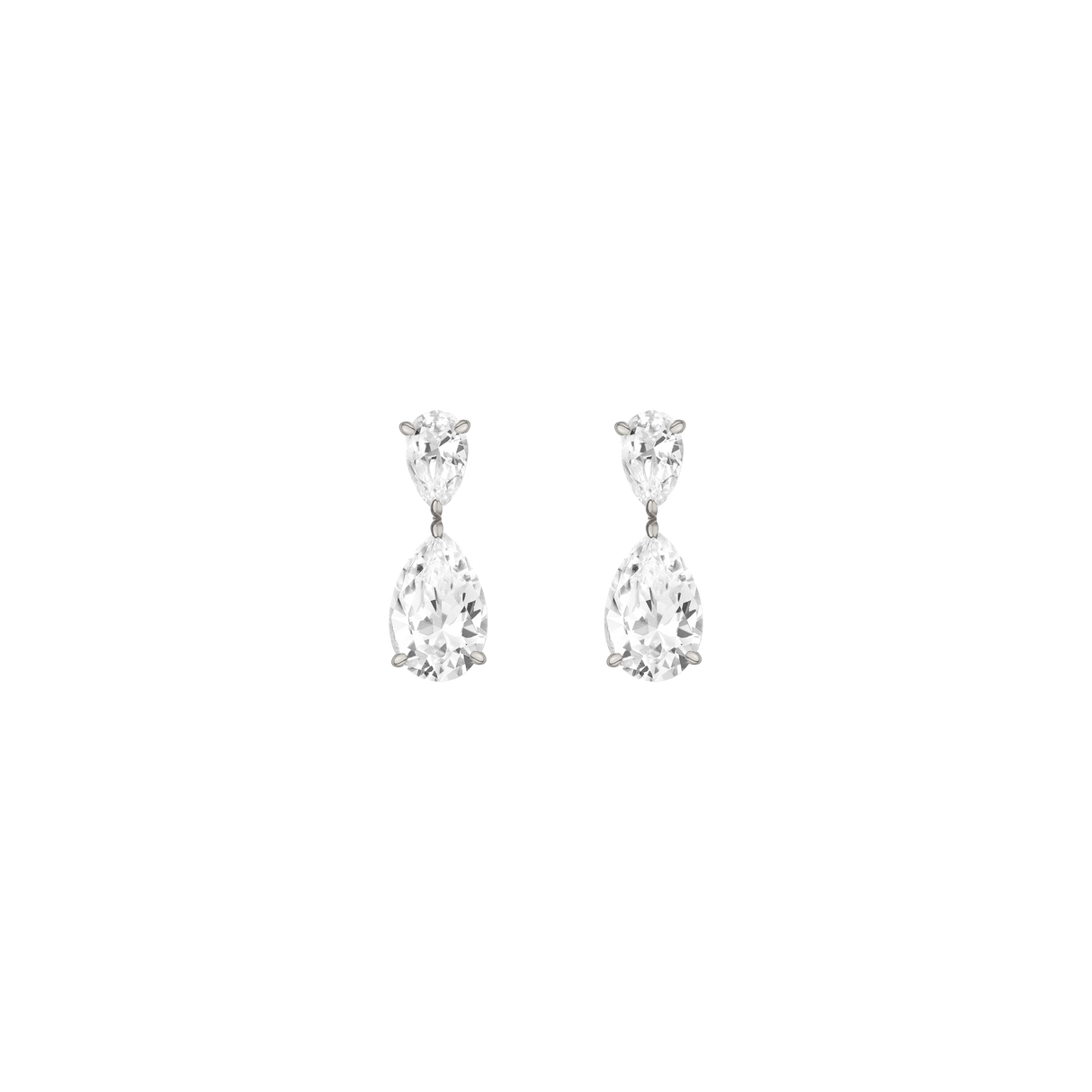 Lab Grown White Sapphire Pear Drop Earrings