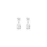 Lab Grown White Sapphire Pear Drop Earrings