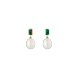 Lab Grown Emerald Heirloom Pearl Drop Earrings