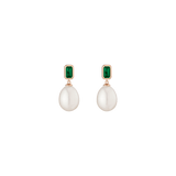 Lab Grown Emerald Heirloom Pearl Drop Earrings