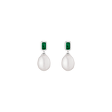Lab Grown Emerald Heirloom Pearl Drop Earrings