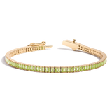 Lab Grown Green Peridot Baguette Tennis Bracelet