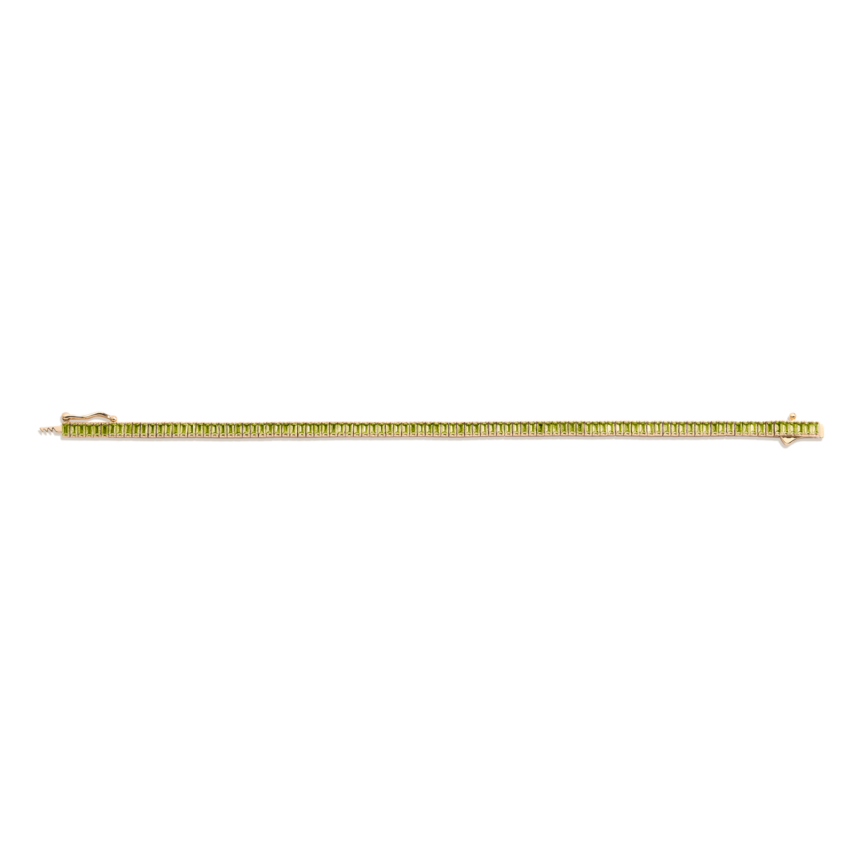 Lab Grown Green Peridot Baguette Tennis Bracelet