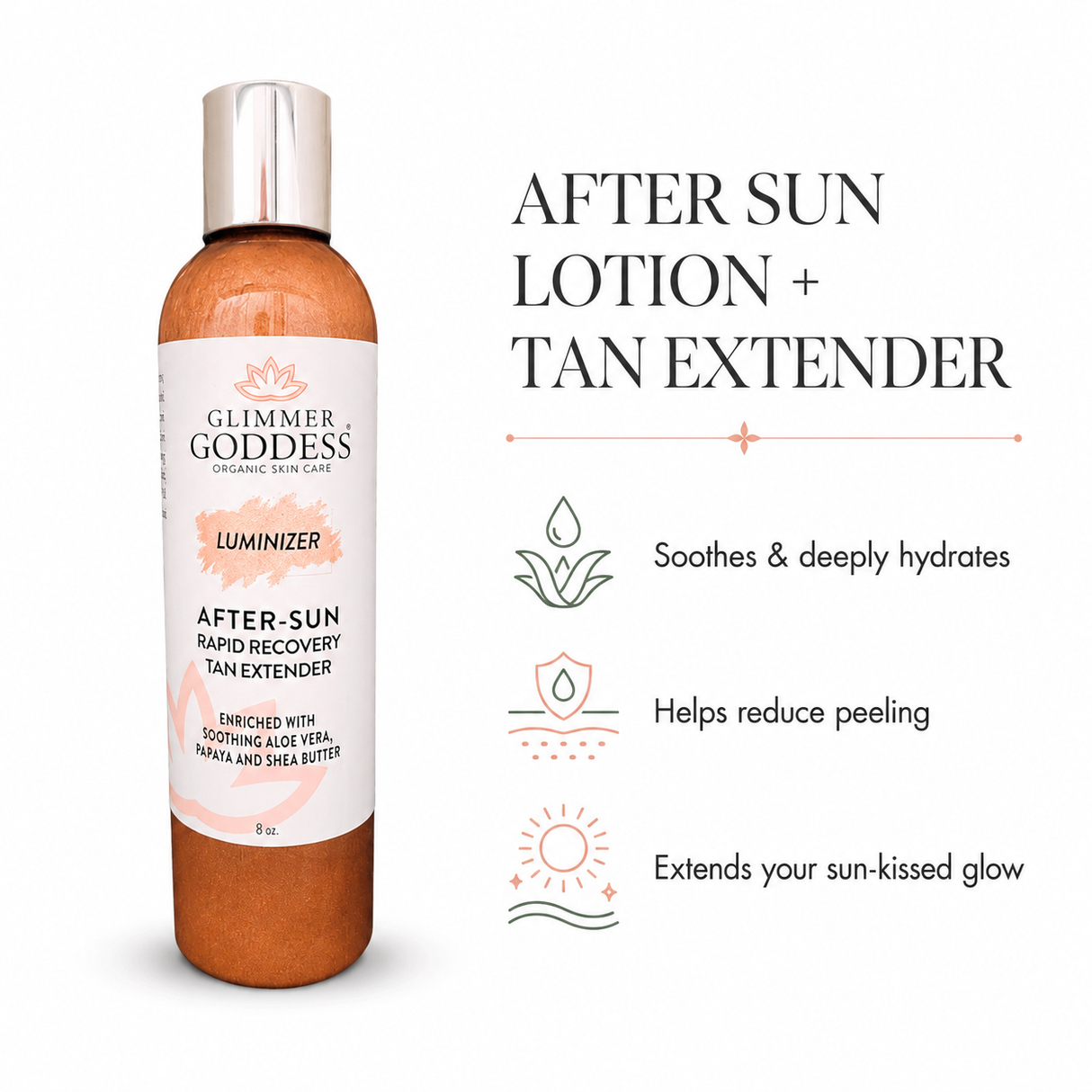 Organic After Sun Lotion & Tan Extender + Luminizing Shimmer