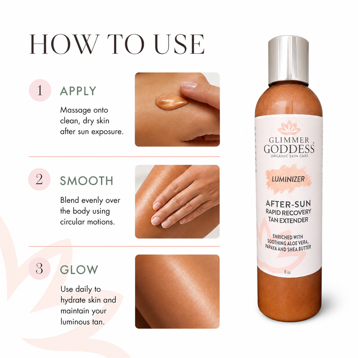 Organic After Sun Lotion & Tan Extender + Luminizing Shimmer