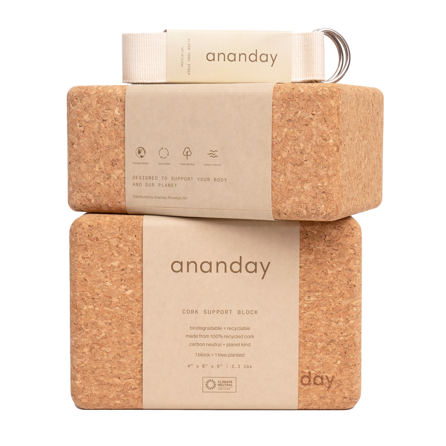 Yoga Block + Strap Set