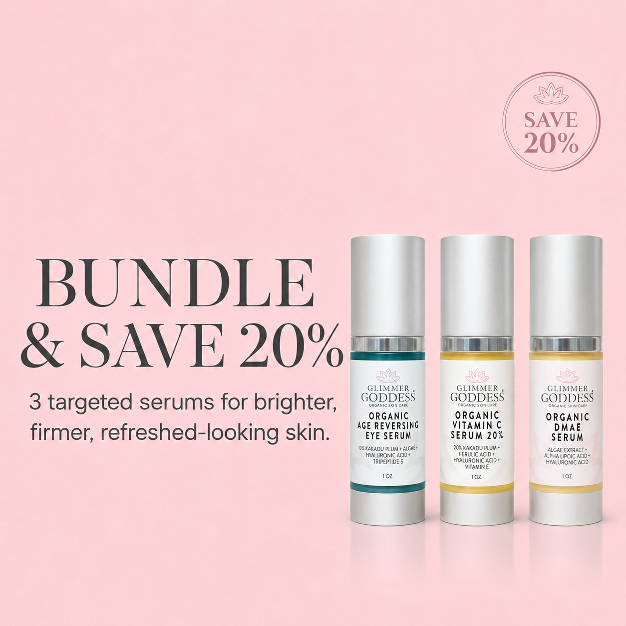 Organic Anti-Aging Trio Vitamin C + DMAE + Age Reversing Eye Serum