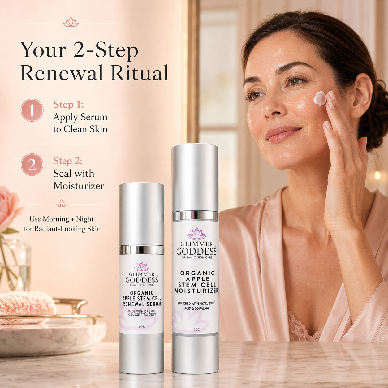 Organic Apple Stem Cell Anti-Aging Duo | Hydrating Serum & Moisturizer for Firm, Radiant Skin