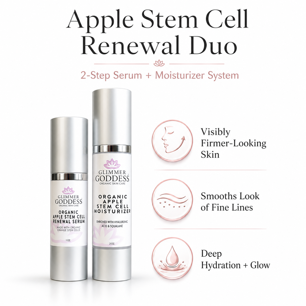 Organic Apple Stem Cell Anti-Aging Duo | Hydrating Serum & Moisturizer for Firm, Radiant Skin