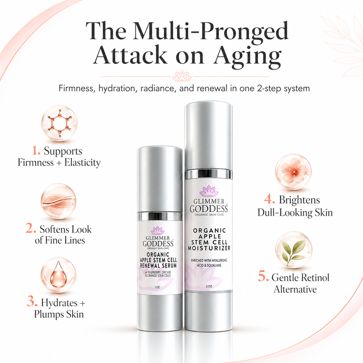 Organic Apple Stem Cell Anti-Aging Duo | Hydrating Serum & Moisturizer for Firm, Radiant Skin