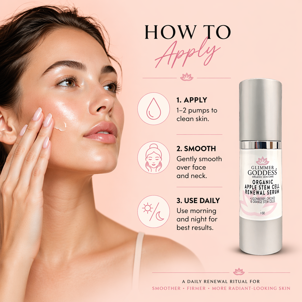 Organic Apple Stem Cell Serum for Anti-Aging | Lingonberry, Orchid & Orange Stem Cells for Hydration & Wrinkle Defense