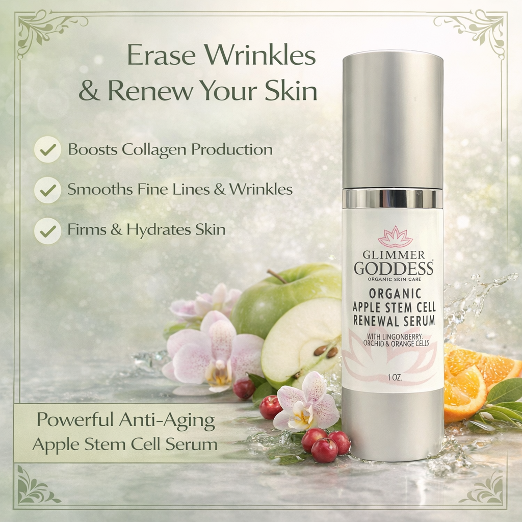 Organic Apple Stem Cell Serum for Anti-Aging | Lingonberry, Orchid & Orange Stem Cells for Hydration & Wrinkle Defense