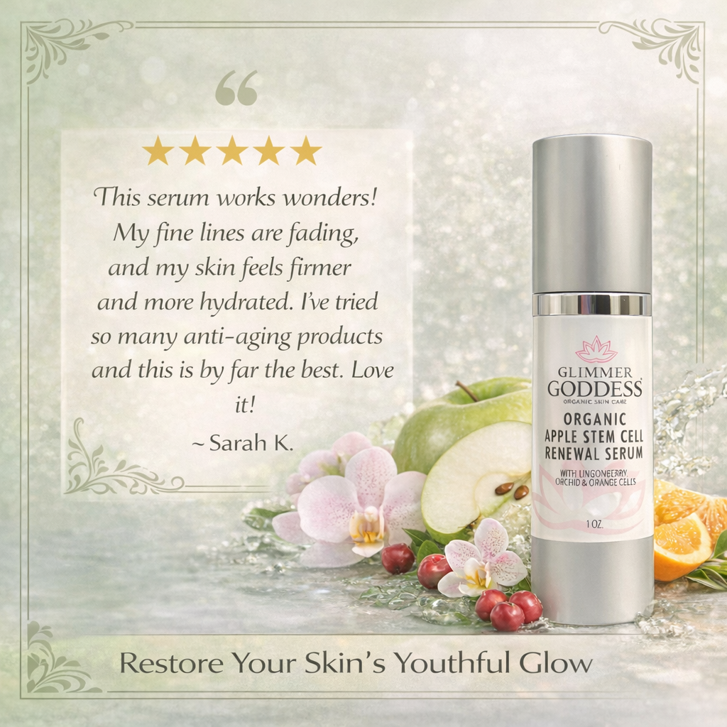 Organic Apple Stem Cell Serum for Anti-Aging | Lingonberry, Orchid & Orange Stem Cells for Hydration & Wrinkle Defense