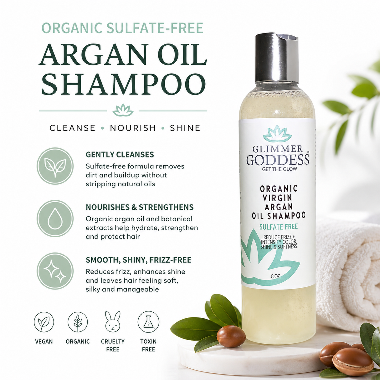 Organic Sulfate Free Shampoo with Morrocan Argan Oil