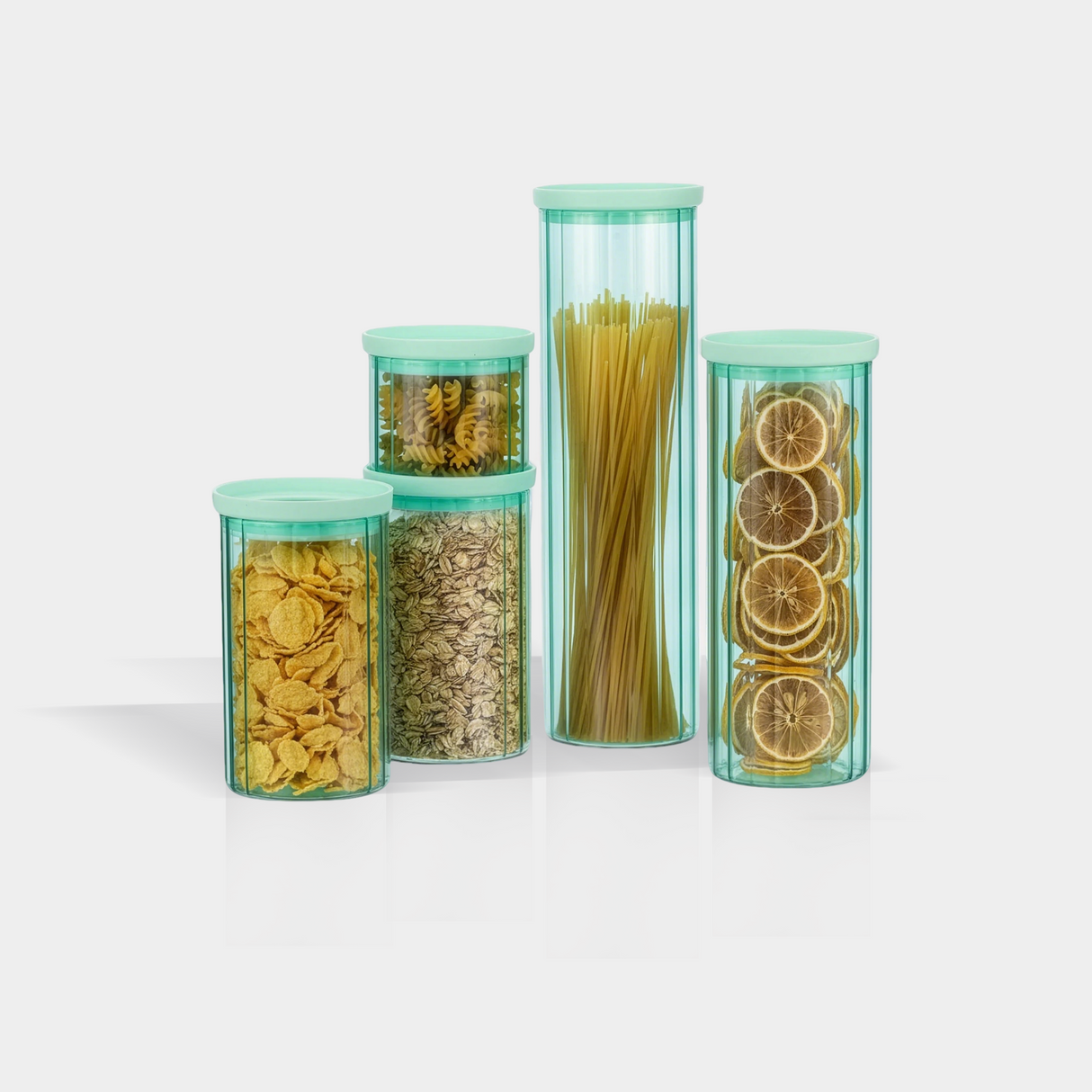 Glass Canister Set & Glass Lid - Diamond Blue