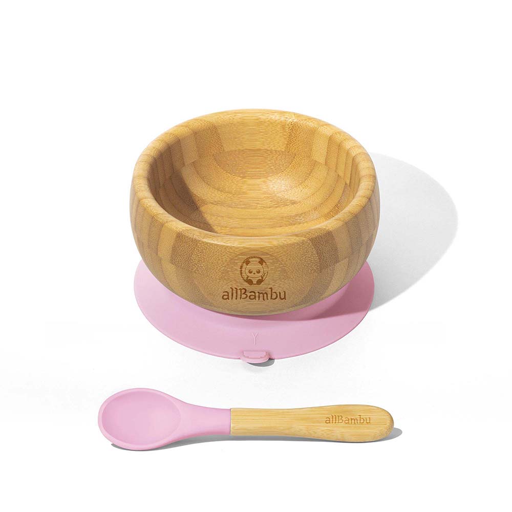 Bamboo Baby Bowl with Suction Base and Spoon