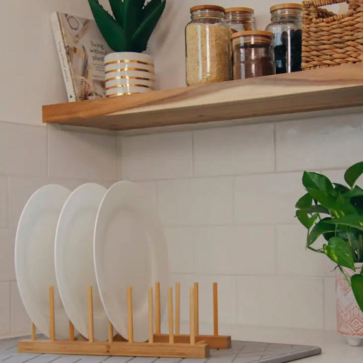 Bamboo Dish Drying & Storage Rack