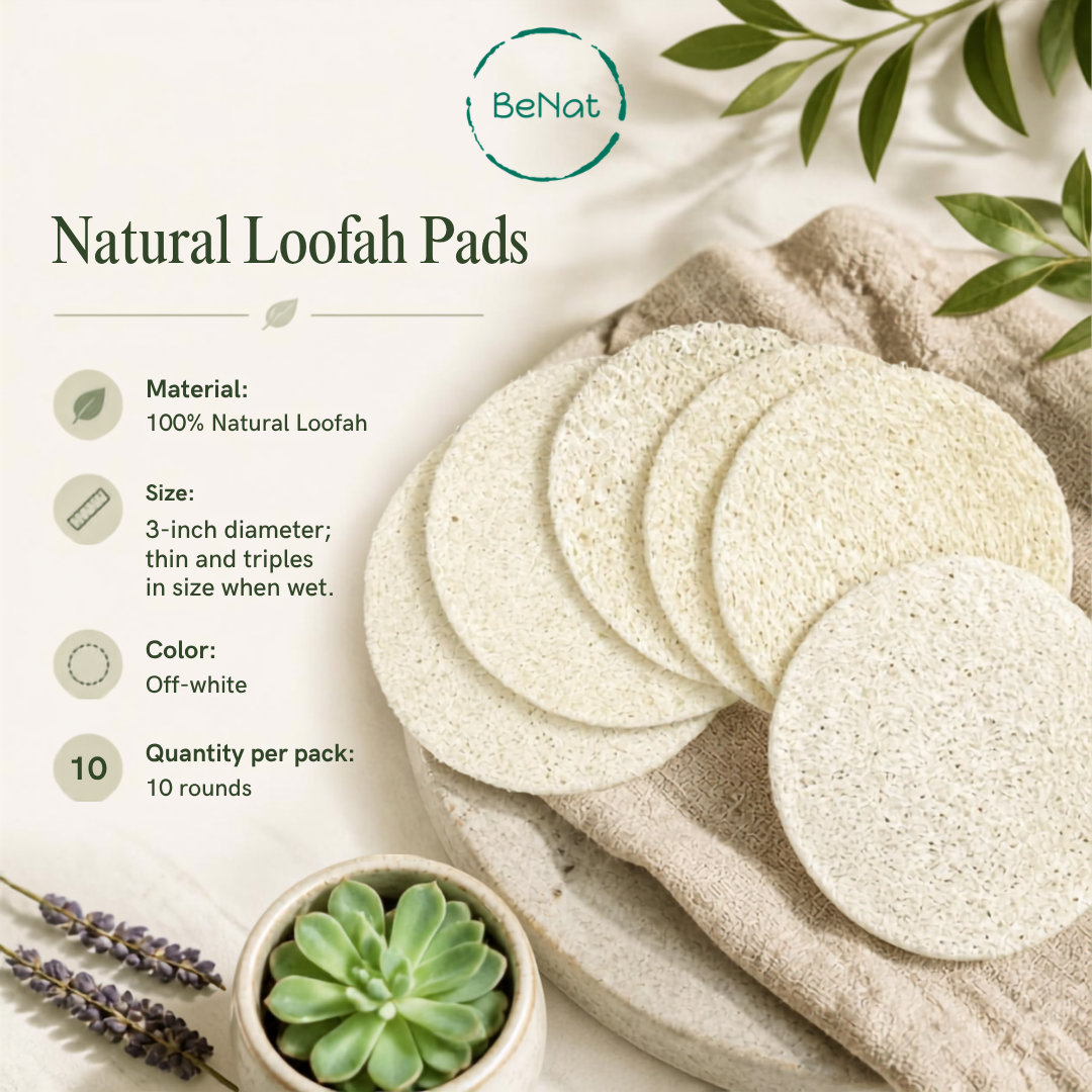 10-Pack Natural Loofah Pads