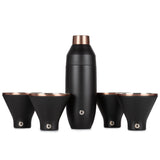 Stainless Steel Cocktail Shaker and Martini Glass Set, Black