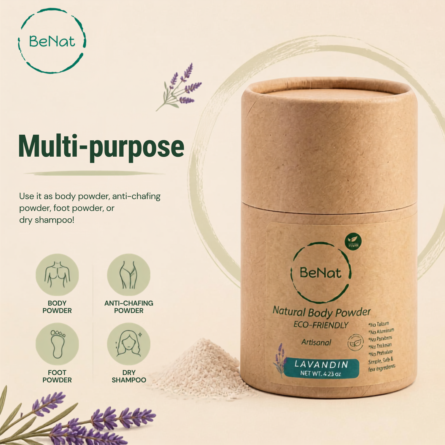 All-Natural Body Powder. Eco-Friendly.