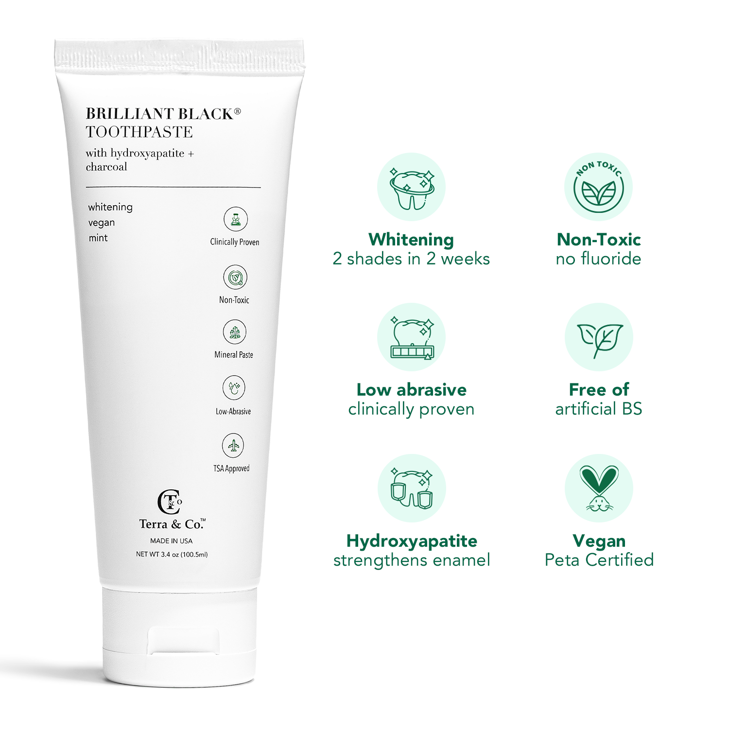 Brilliant Black® Toothpaste | Fluoride-Free Activated Charcoal Whitening – Terra & Co.