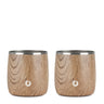 Stainless Steel Rocks Glass, Set of 2 - Natural Teak