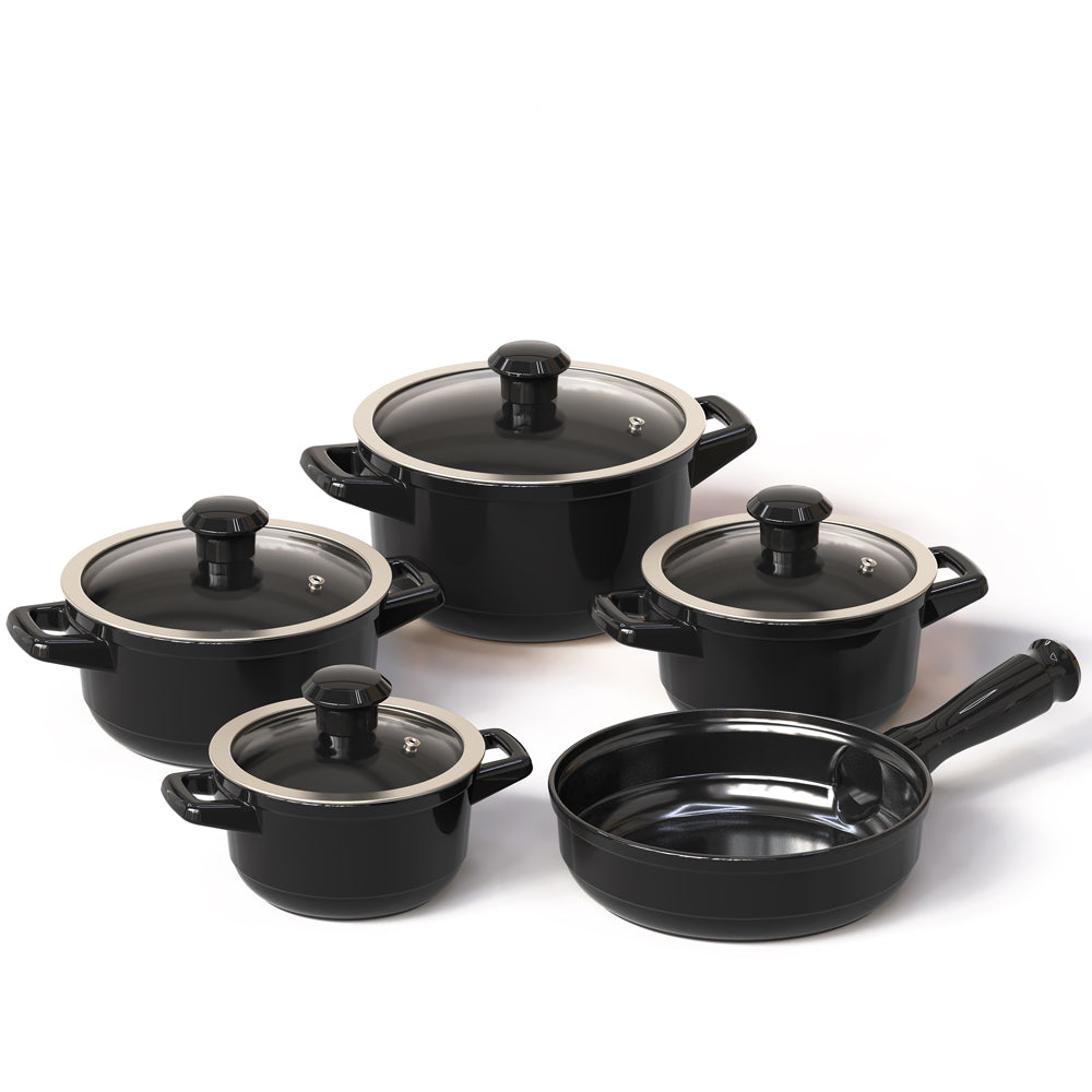 Duo 9 Piece Ceramic Cookware  Set - Glass Lid