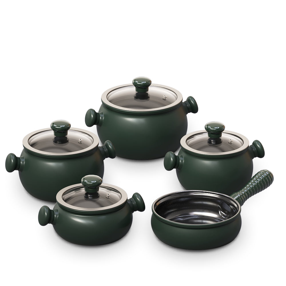 Premiere 9 Piece Ceramic Cookware Set - Glass Lid