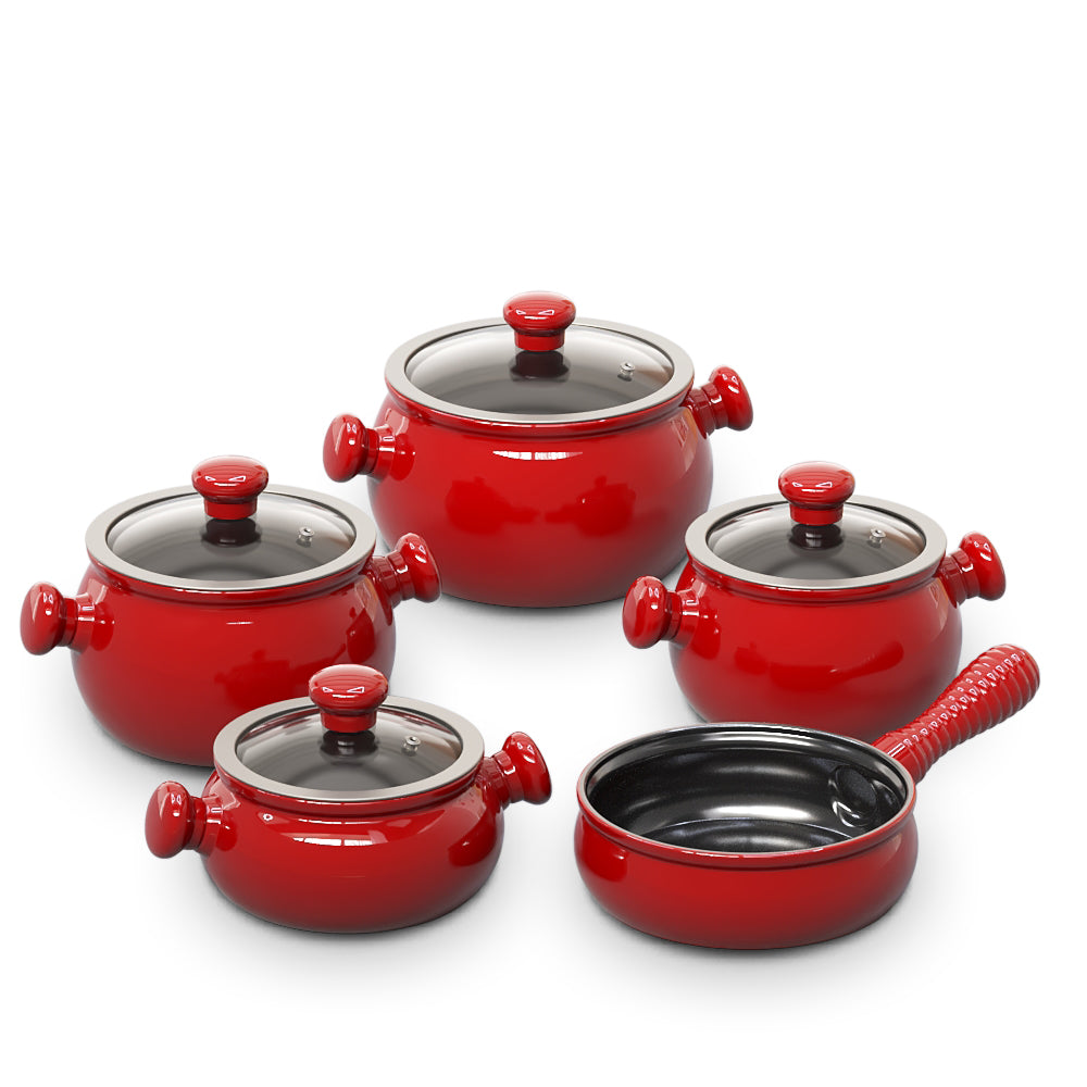 Premiere 9 Piece Ceramic Cookware Set - Glass Lid