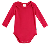 Super-Soft Organic Cotton Baby Rib Long Sleeve Snap Onesie| Candy Apple