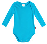 Super-Soft Organic Cotton Baby Rib Long Sleeve Snap Onesie| Turquoise