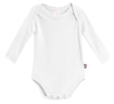 Super-Soft Organic Cotton Baby Rib Long Sleeve Snap Onesie| White