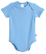 Super-Soft Organic Cotton Baby Rib Short Sleeve Snap Onesie| Bright Light Blue