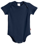 Super-Soft Organic Cotton Baby Rib Short Sleeve Snap Onesie| Navy