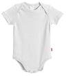 Super-Soft Organic Cotton Baby Rib Short Sleeve Snap Onesie| White