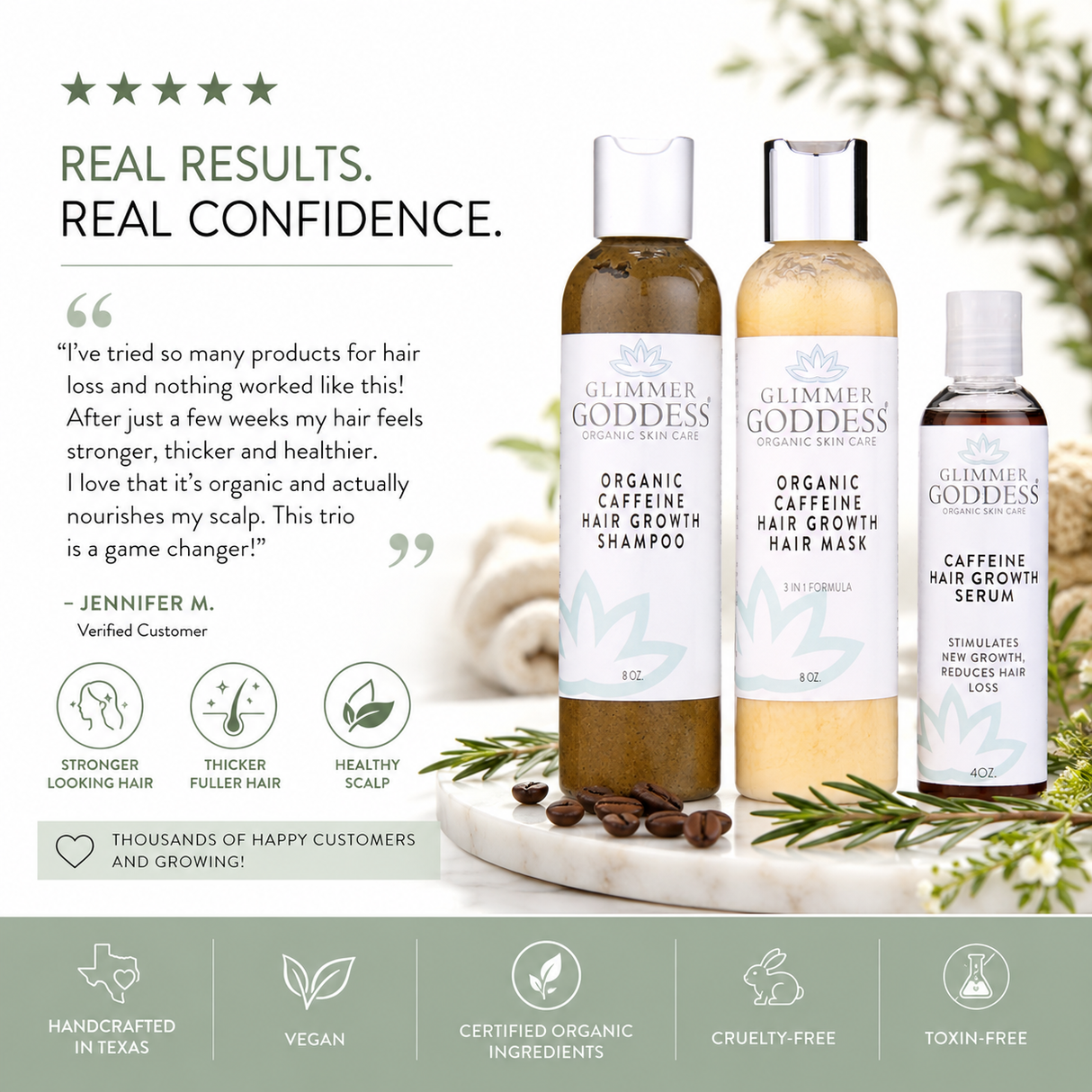 Organic Caffeine Hair Growth Trio