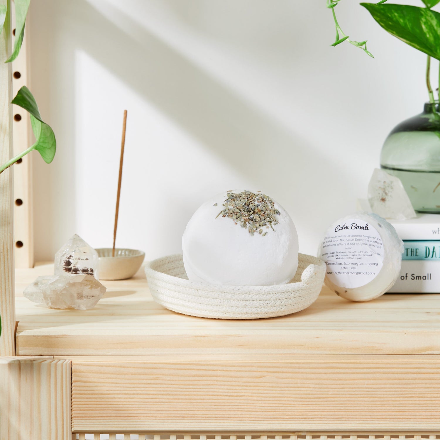 Organic Bath Bomb Calm Bomb- TWO SIZES lavender and chamomile bath fizzie