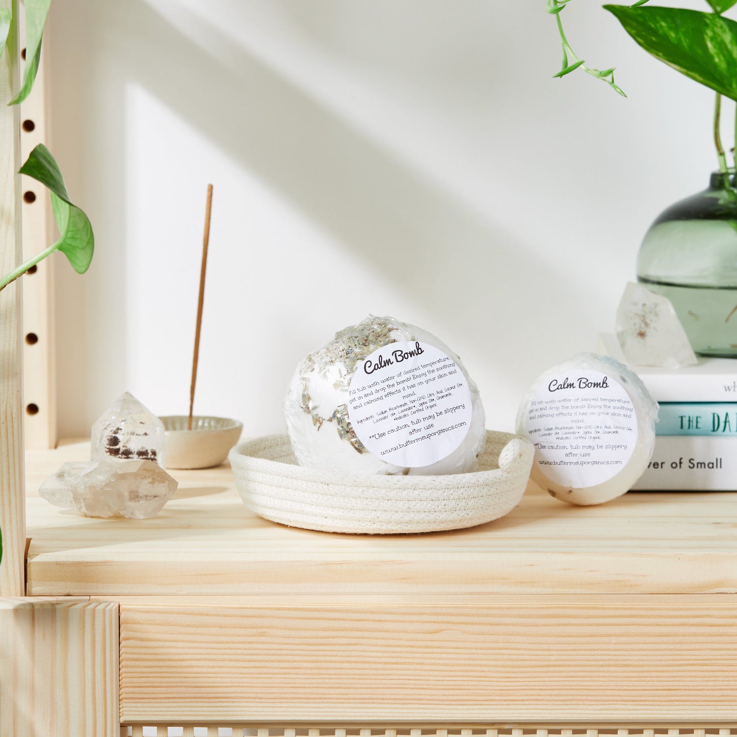 Organic Bath Bomb Calm Bomb- TWO SIZES lavender and chamomile bath fizzie