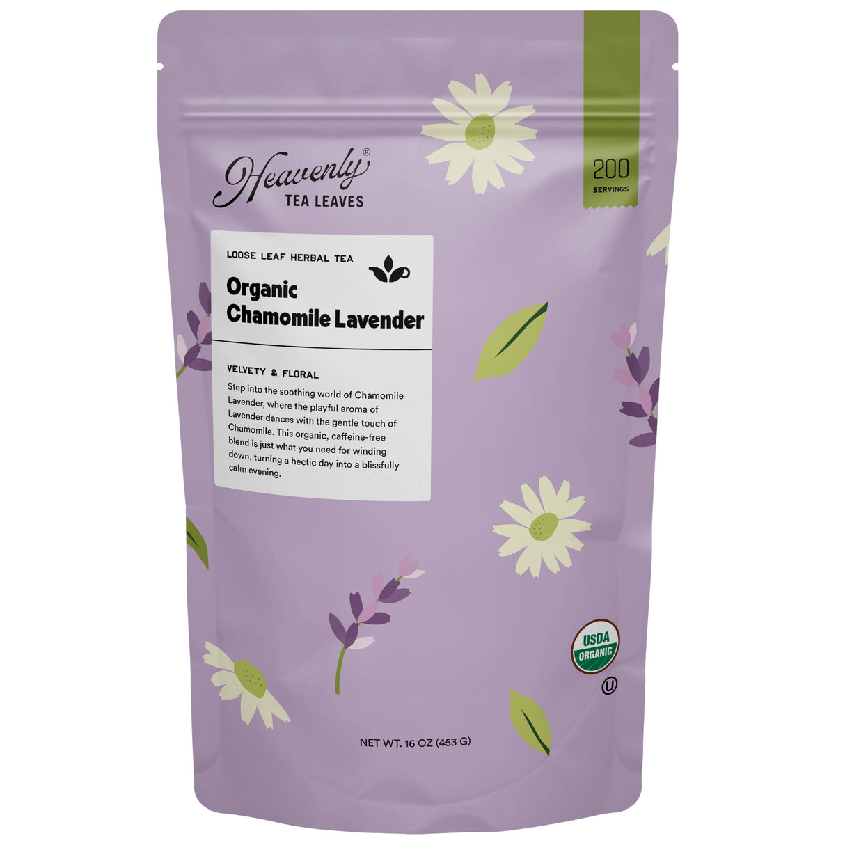 Organic Chamomile Lavender, Bulk Loose Leaf Herbal Tea, 16 Oz.
