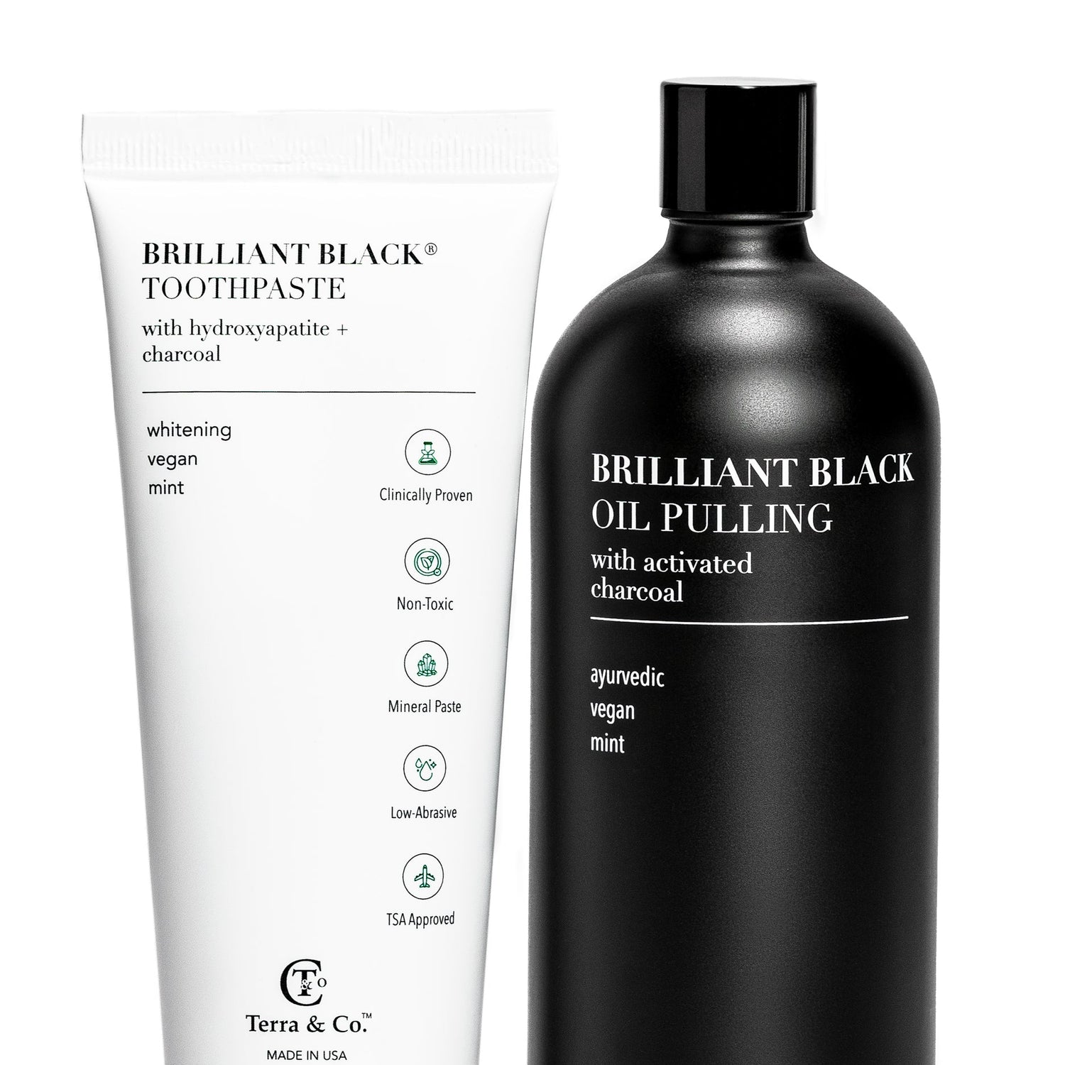 Charcoal Oil Pulling + Hydroxyapatite Toothpaste Bundle | Terra & Co.