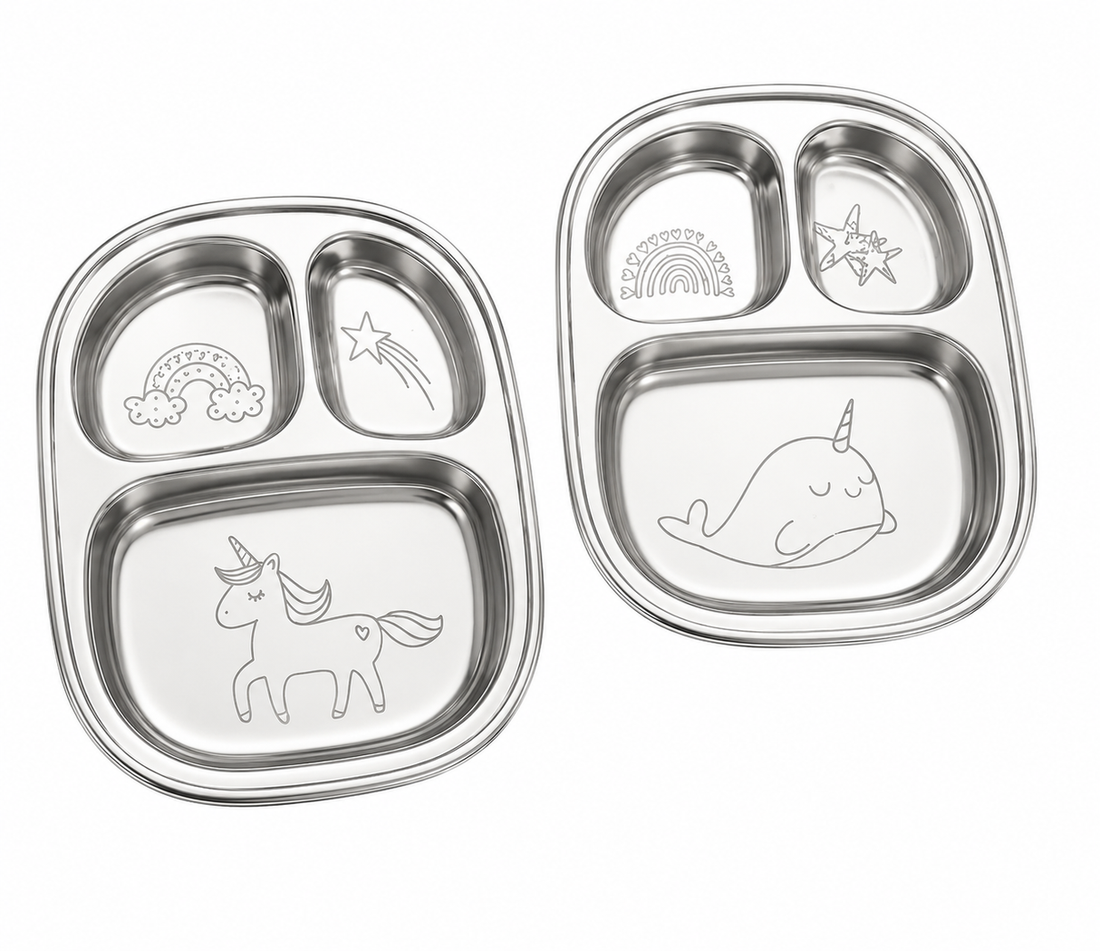 Unicorn Stainless Steel Divided Plate Set (Two)