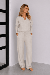 Jules Waffle Knit Organic Cotton V-Neck Pullover