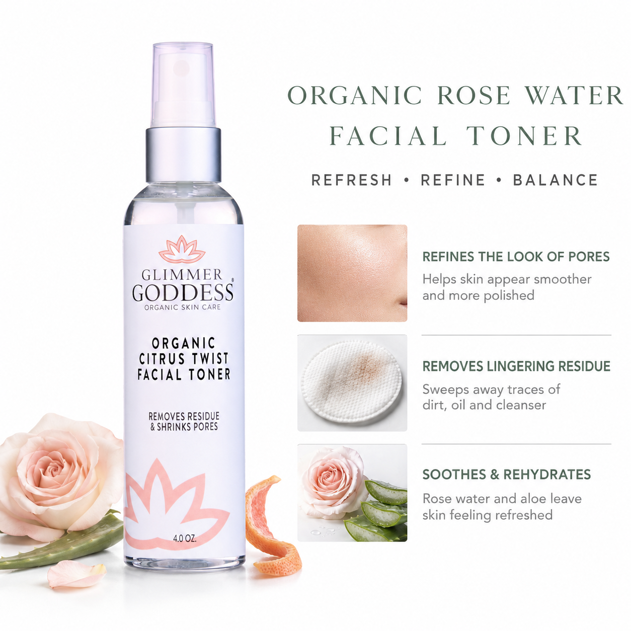 Organic Rose Water Citrus Twist Facial Toner
